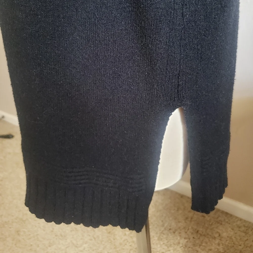 Anthropologie Sweater Womens Black S Mock Turtleneck Button Ribbed Neck Pullover